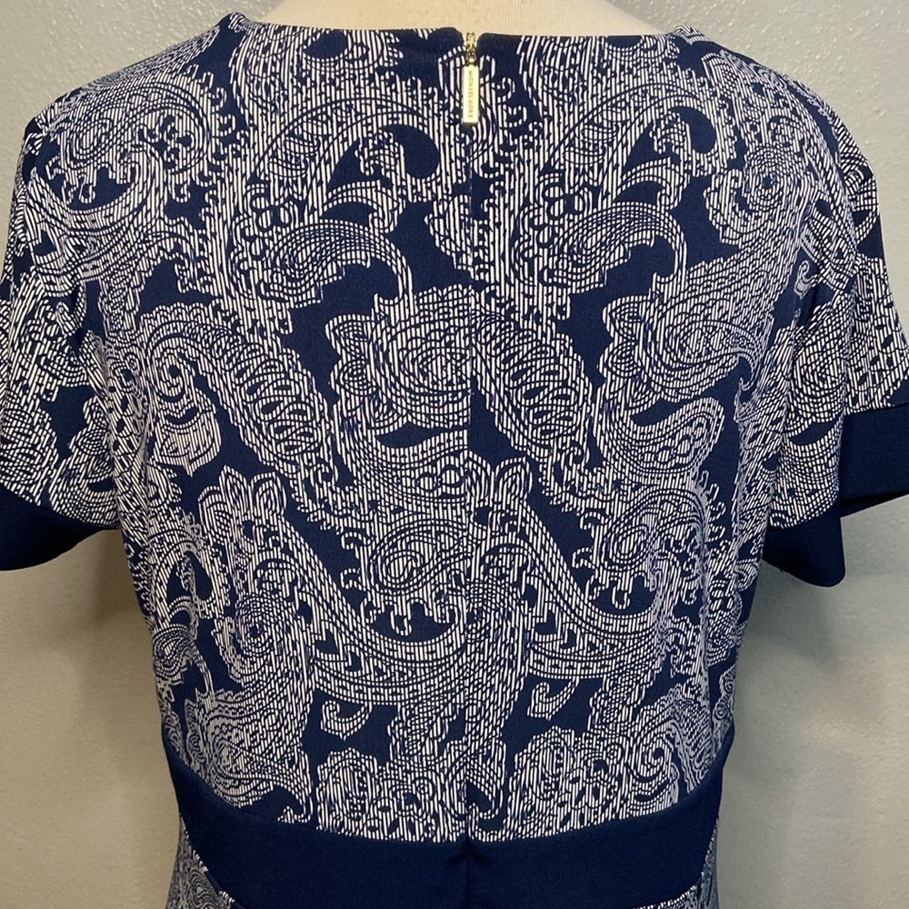 Michael Michael Kors Short Sleeve Paisley Dress Navy Blue L - Picture 5 of 7